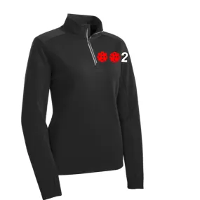 002 With Pickleballs (Colors Cyan Red Orange) | Women's 1/4 Zip Pullover Athletic Shirt | 100% Polyester