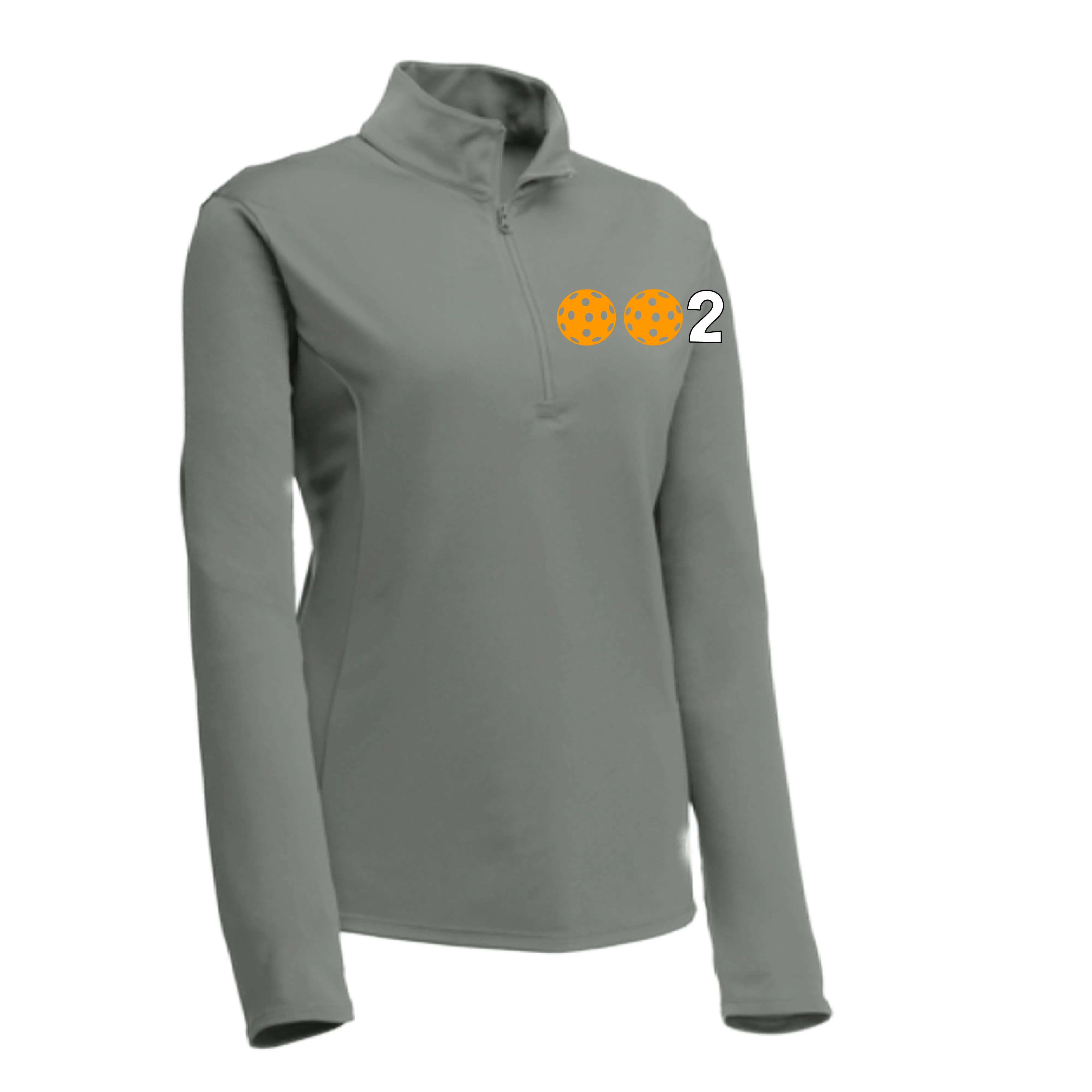 002 With Pickleballs (Colors Cyan Red Orange) | Women's 1/4 Zip Pullover Athletic Shirt | 100% Polyester