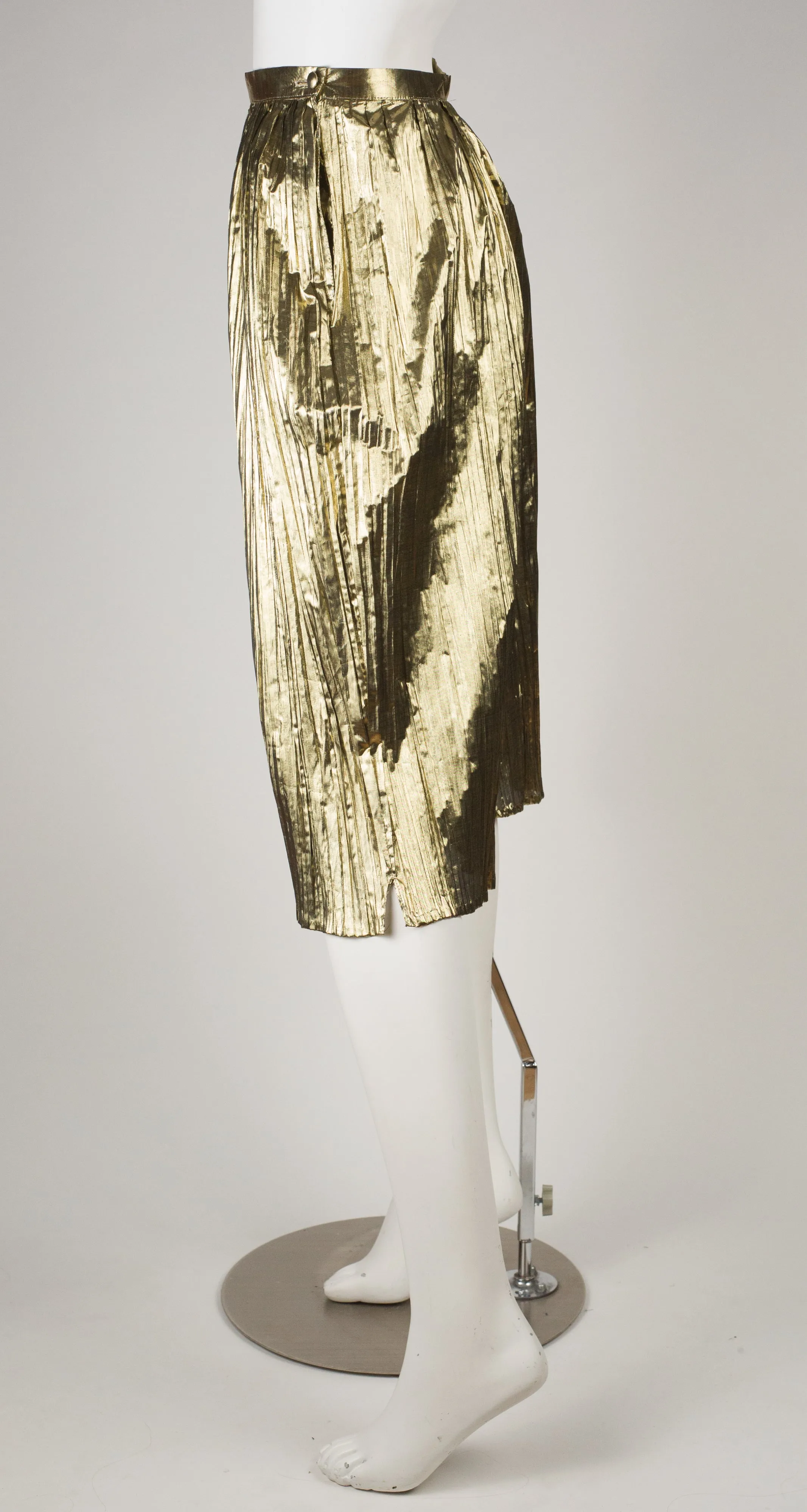 1980s French Gold Lamé Pleated Culottes