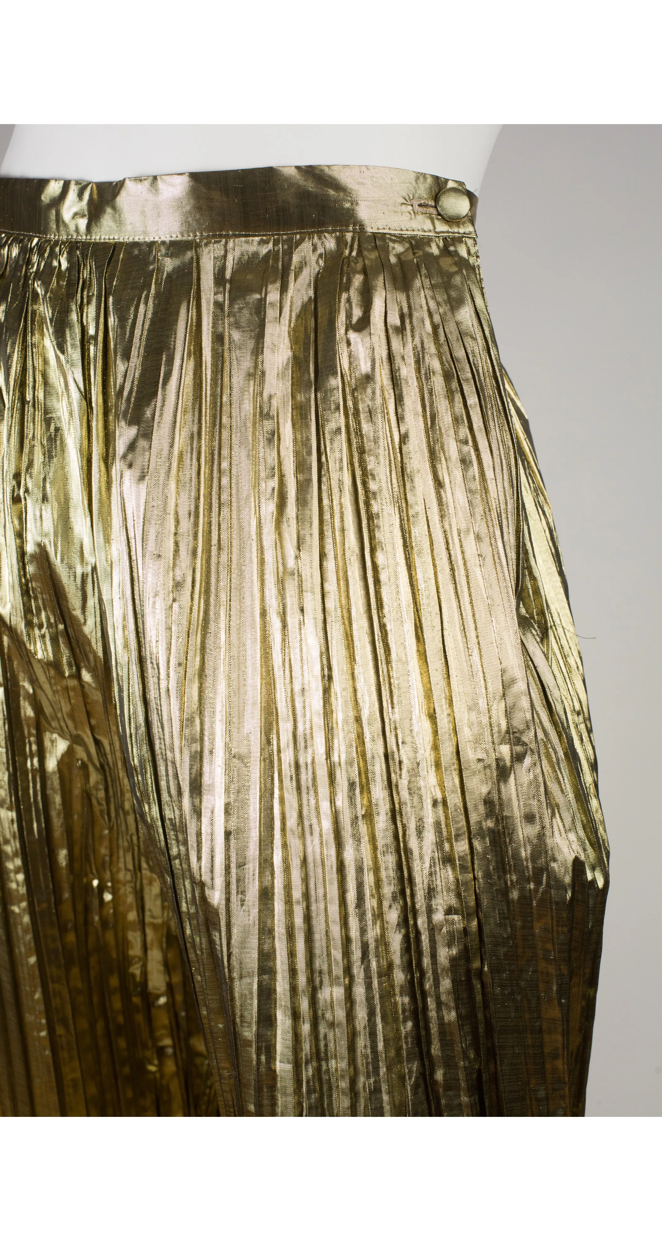 1980s French Gold Lamé Pleated Culottes