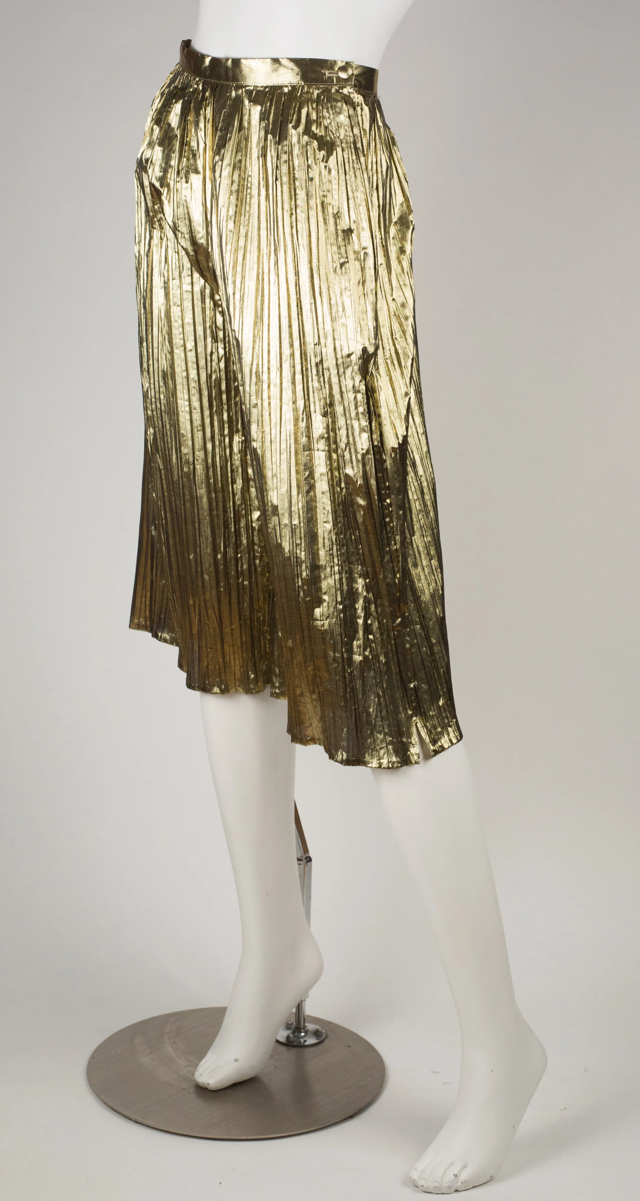 1980s French Gold Lamé Pleated Culottes