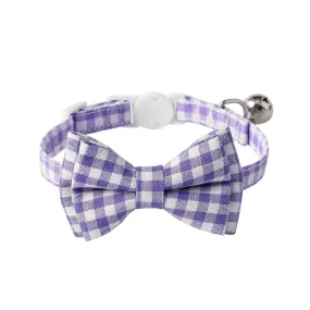 Aiitle Cute Plaid Bow Tie Purple Cat Collar