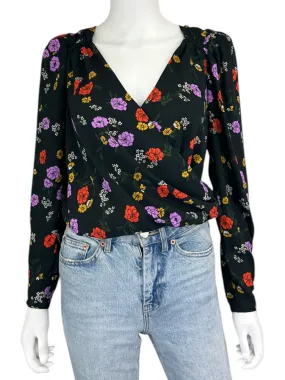 Astr Black Floral Bodysuit Size S