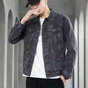 Autumn New Men's Casual Denim Jacket Classic Style Fashion Slim Washed Retro Black Jeans Coat Male Brand Clothing classic top
