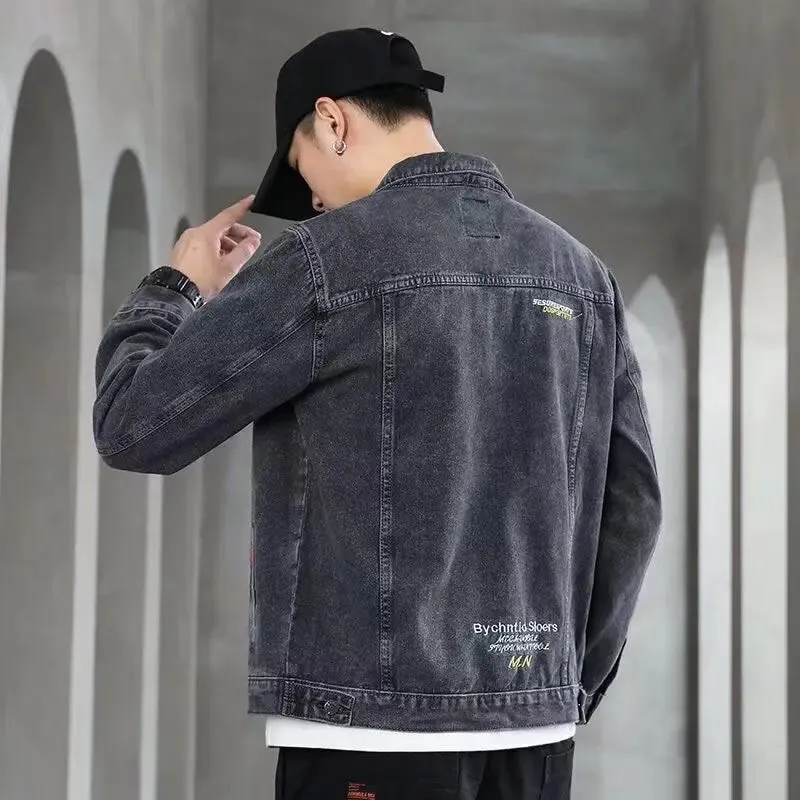 Autumn New Men's Casual Denim Jacket Classic Style Fashion Slim Washed Retro Black Jeans Coat Male Brand Clothing classic top