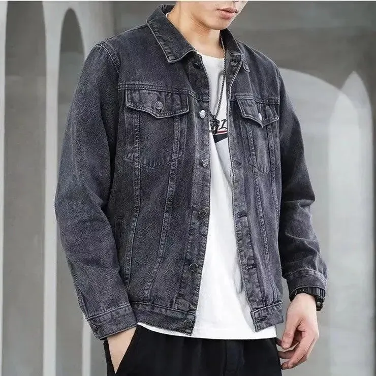 Autumn New Men's Casual Denim Jacket Classic Style Fashion Slim Washed Retro Black Jeans Coat Male Brand Clothing classic top