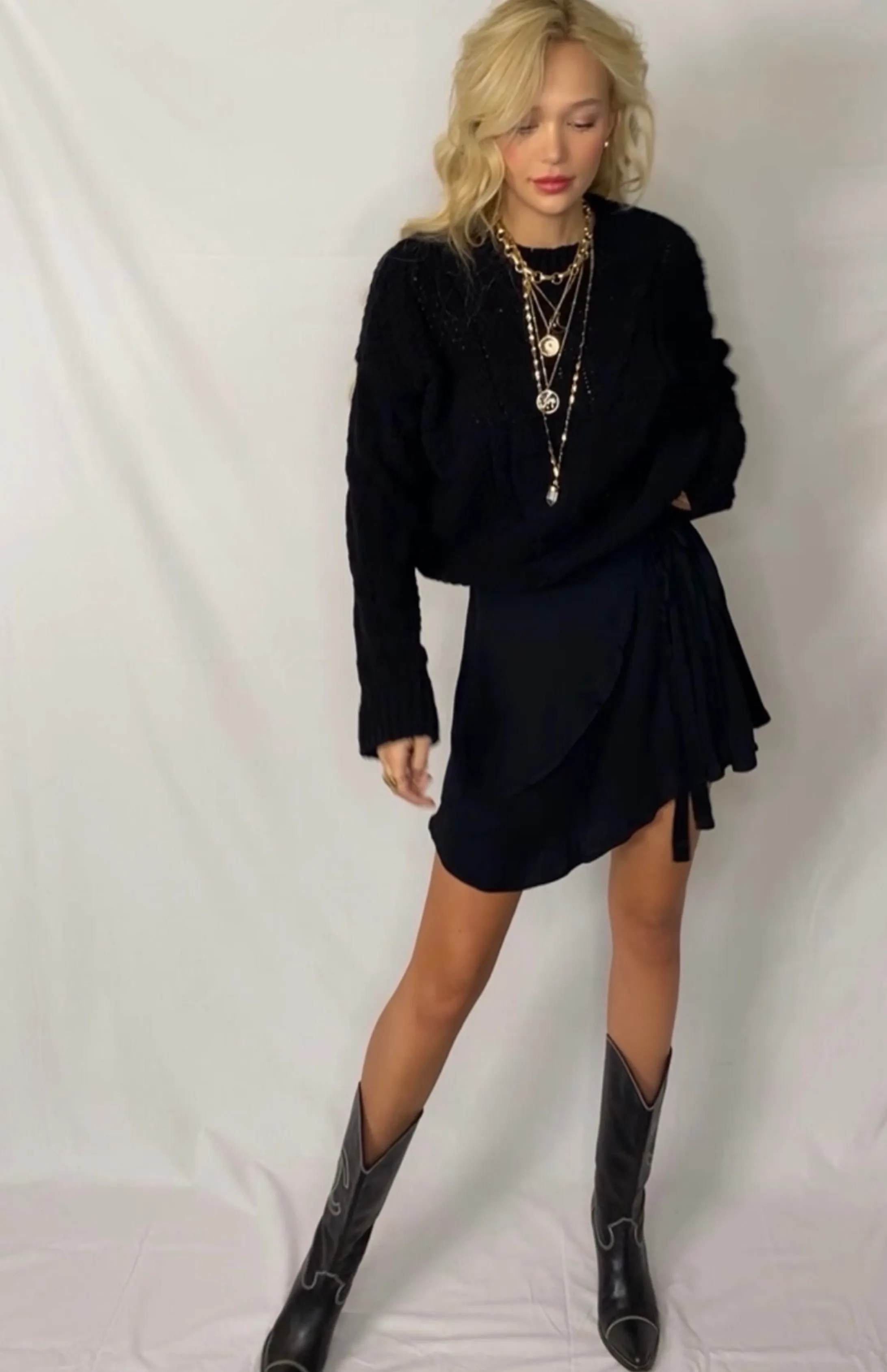 Black Cable Knit Sweater