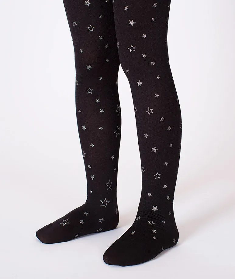 Black Mix Stars Kids Tights