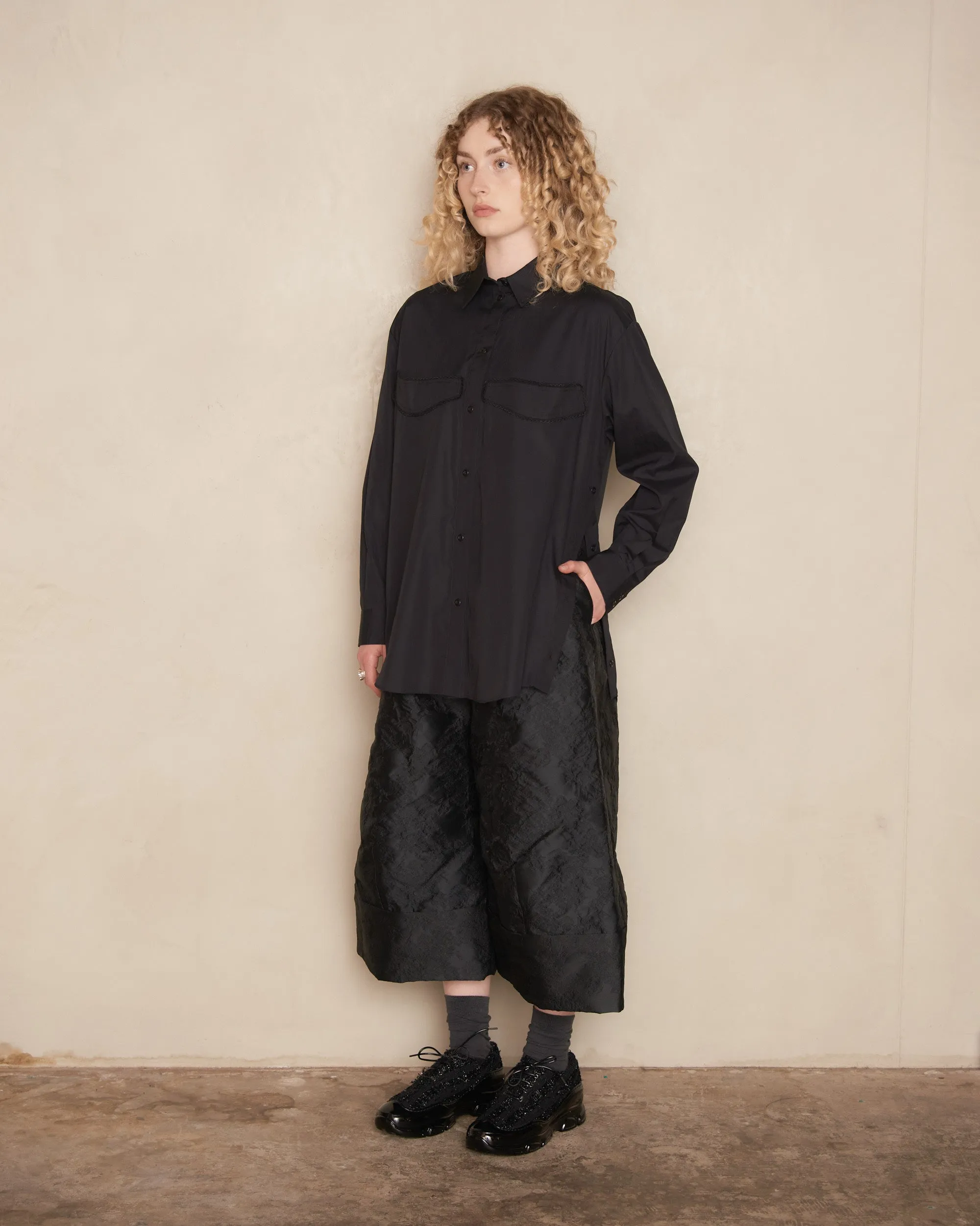 Black Sculpted Wide Leg Trousers