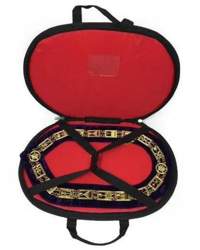 Blue Lodge Working Tools - Rhinestones Chain Collar - Gold/Silver on Blue   Free Case