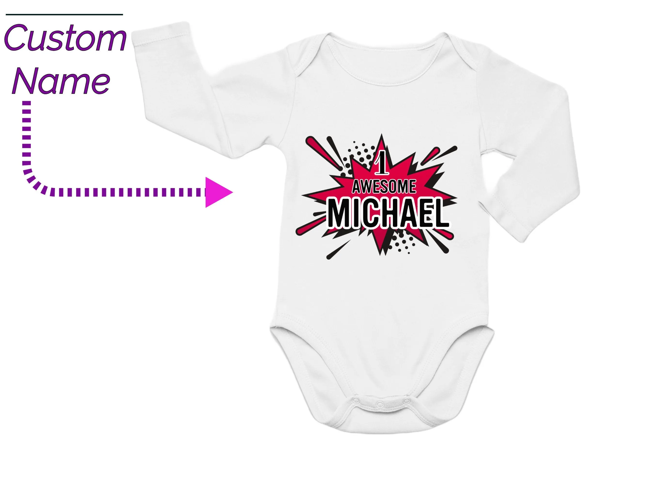 Boys 1st Birthday Awesome Bodysuit Gift with Custom baby Name