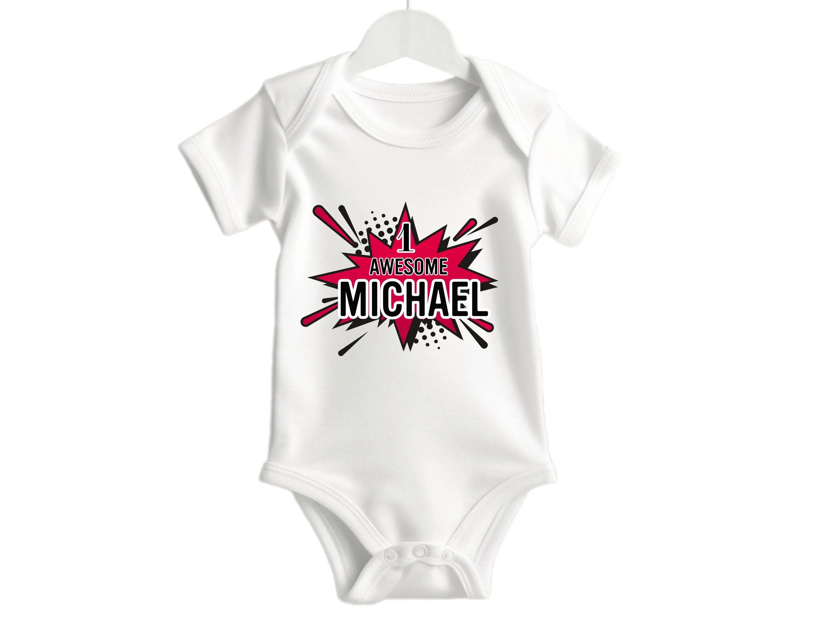 Boys 1st Birthday Awesome Bodysuit Gift with Custom baby Name