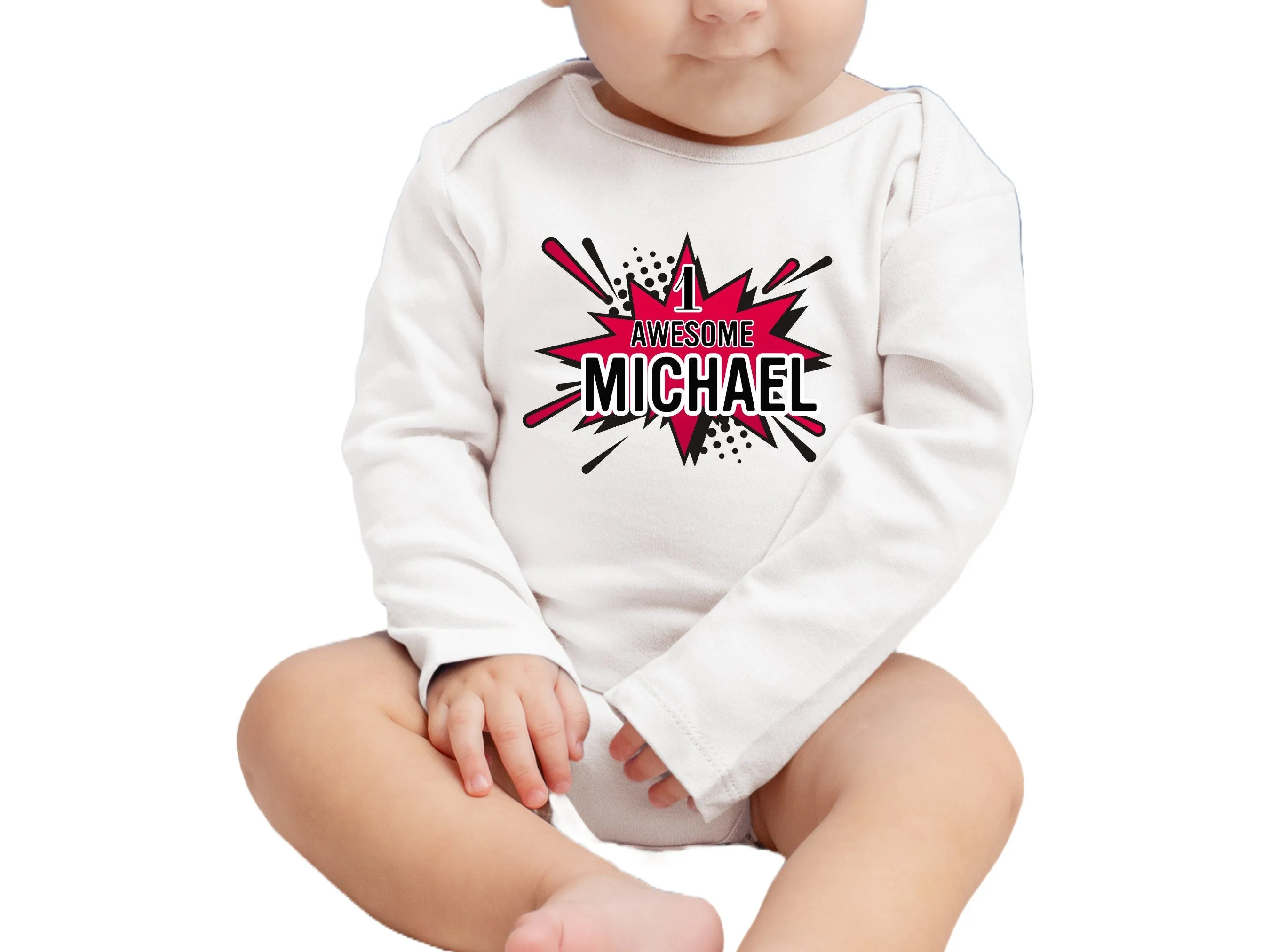 Boys 1st Birthday Awesome Bodysuit Gift with Custom baby Name
