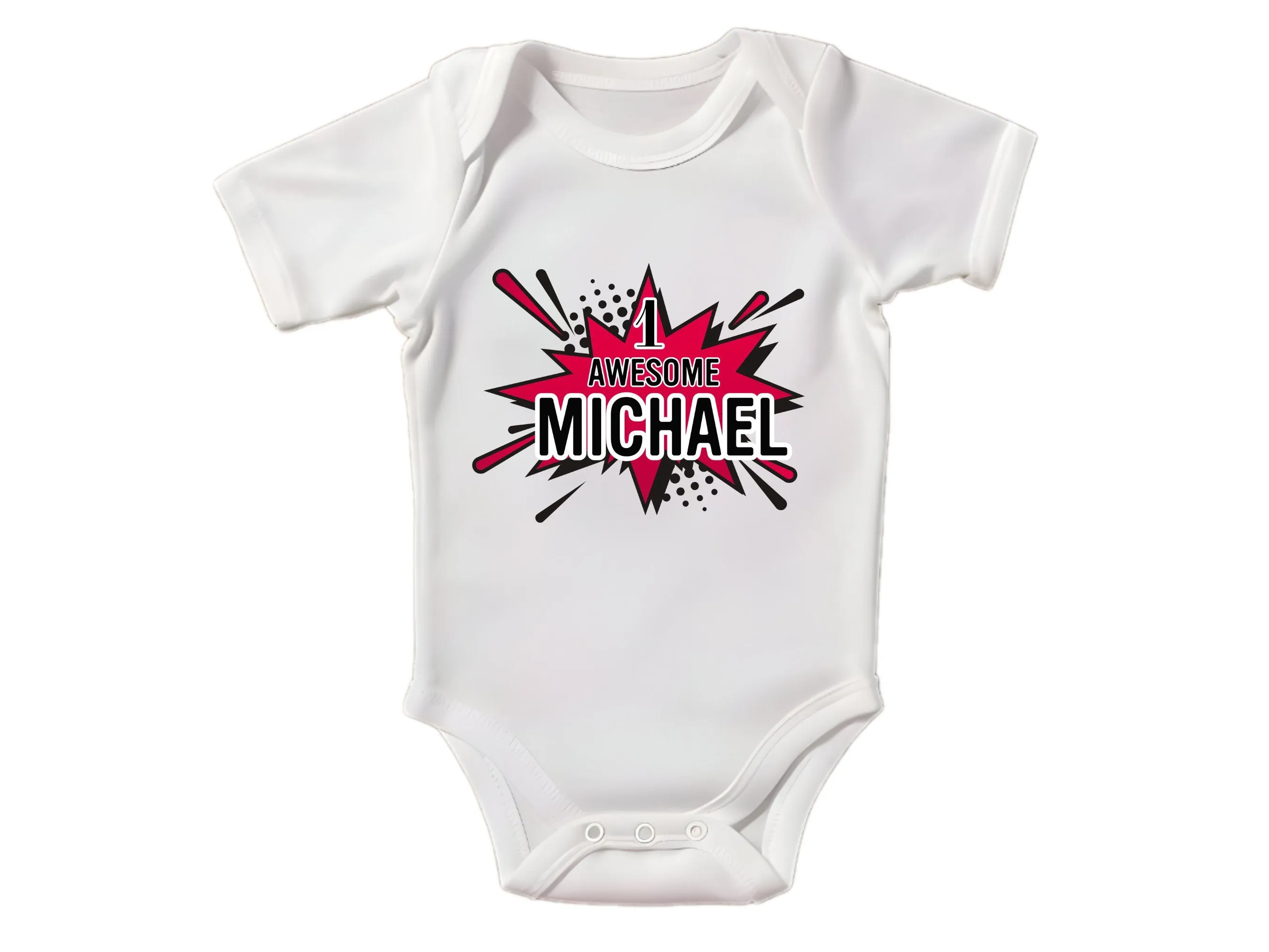 Boys 1st Birthday Awesome Bodysuit Gift with Custom baby Name