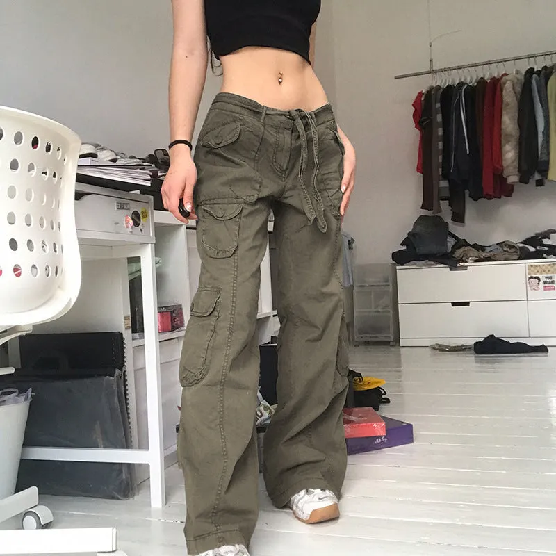 Casual Women's Retro Workwear Resin Solid Color Pants Wide Leg Loose Straight Jeans