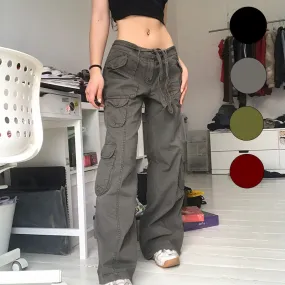 Casual Women's Retro Workwear Resin Solid Color Pants Wide Leg Loose Straight Jeans