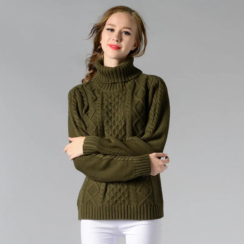 Celina™ - Damen Rollkragenpullover mit langen Ärmeln und Kabelstrick