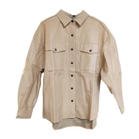 CLEARANCE - Vanilla Monkey Faux Leather Shacket - Stone