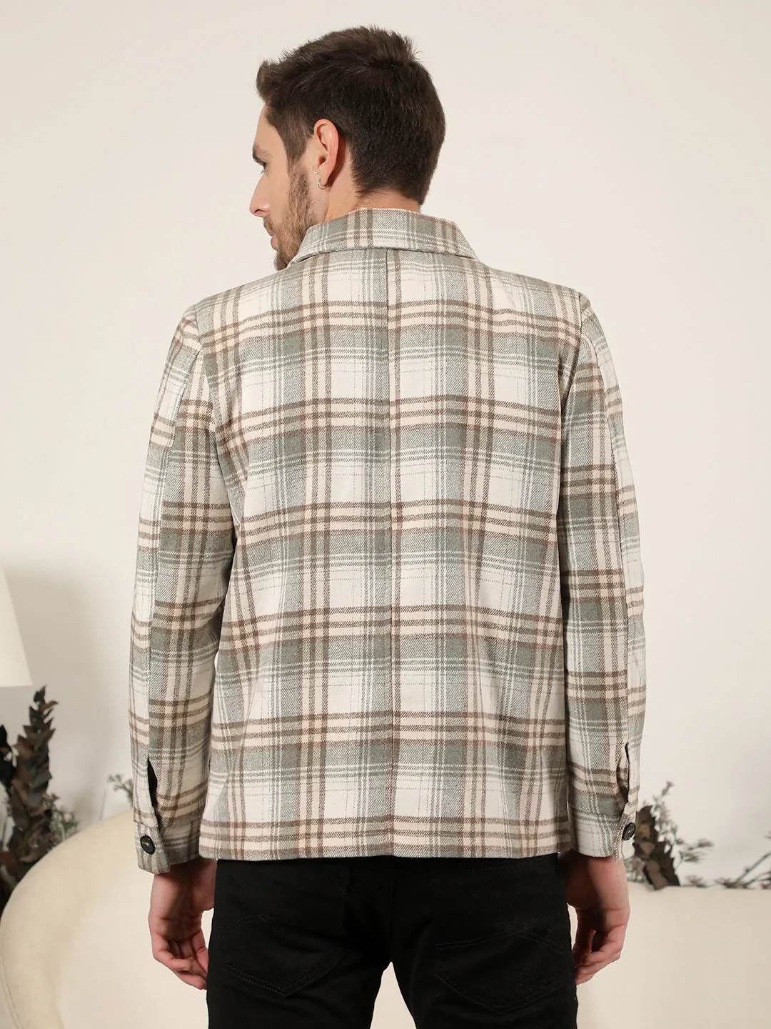 COBB BEIGE CHECKED COLLAR SHACKET