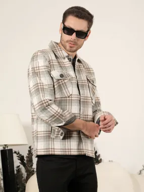 COBB BEIGE CHECKED COLLAR SHACKET
