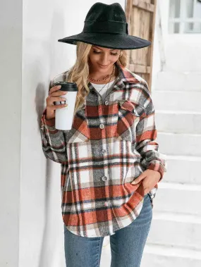 Cold Season Style Plaid Button Down Shacket
