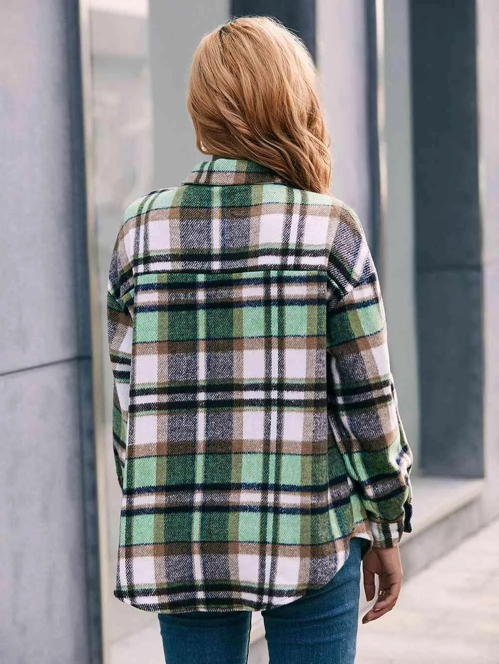 Cold Season Style Plaid Button Down Shacket