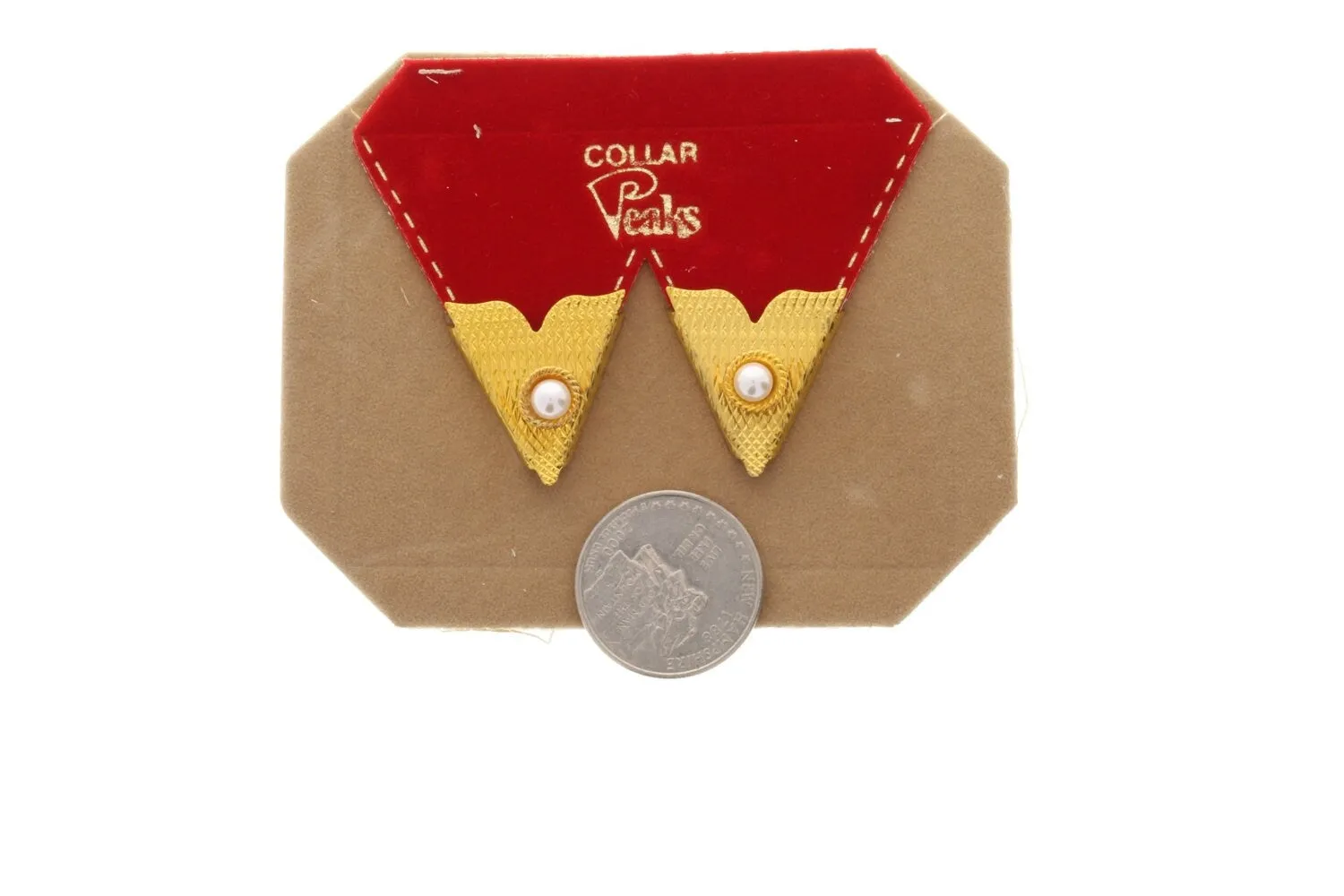 Collar Tip with pearls,  25mm x 18mm, gold plated with pearl, sold by pair