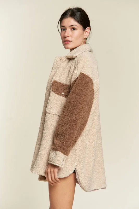 Color Black Oversized Sherpa Jacket PLUS SIZE