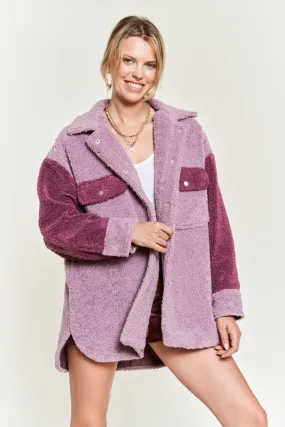 Color Black Oversized Sherpa Jacket PLUS SIZE