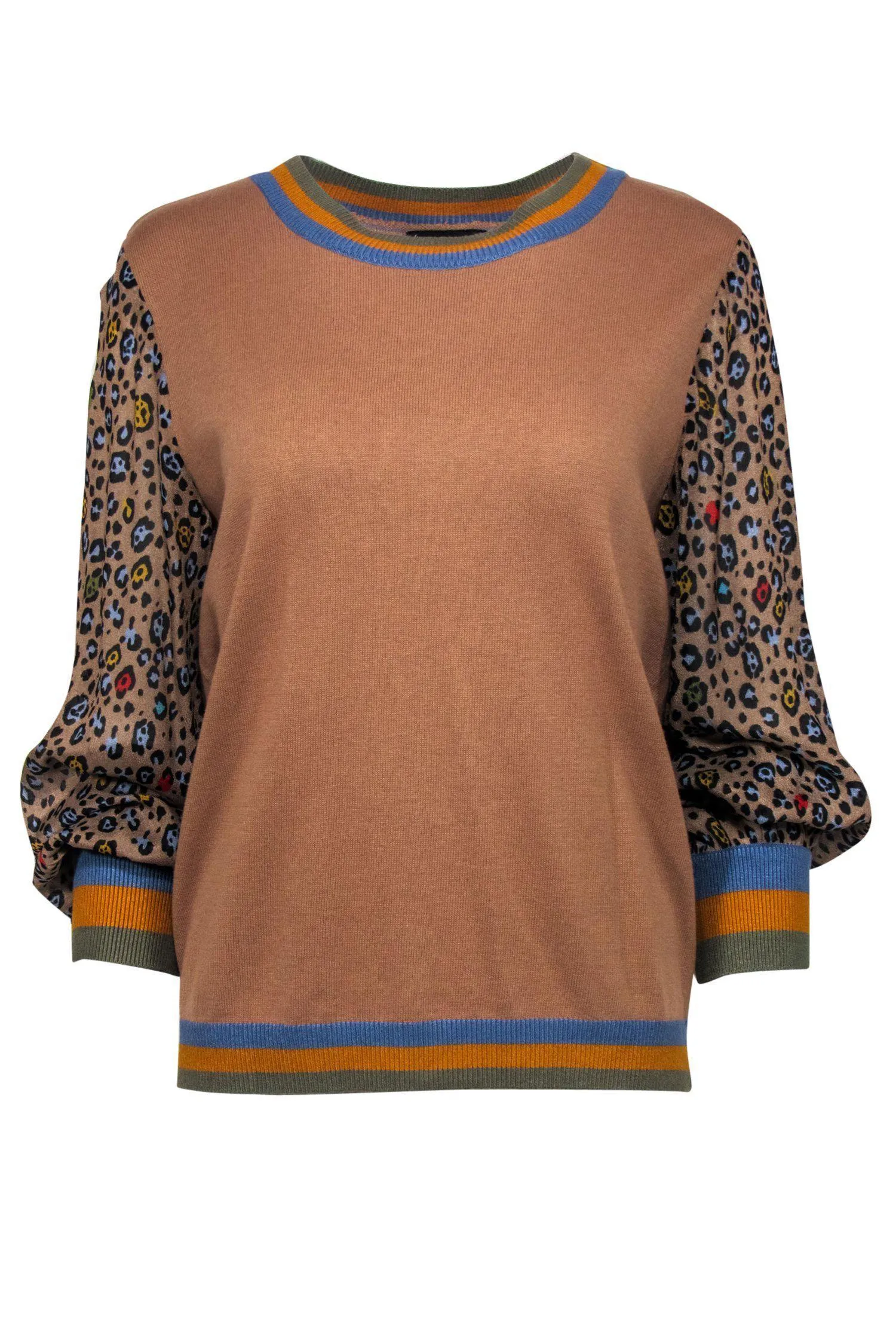 Conditions Apply by Anthropologie - Brown Leopard Patterned Sweater Sz L