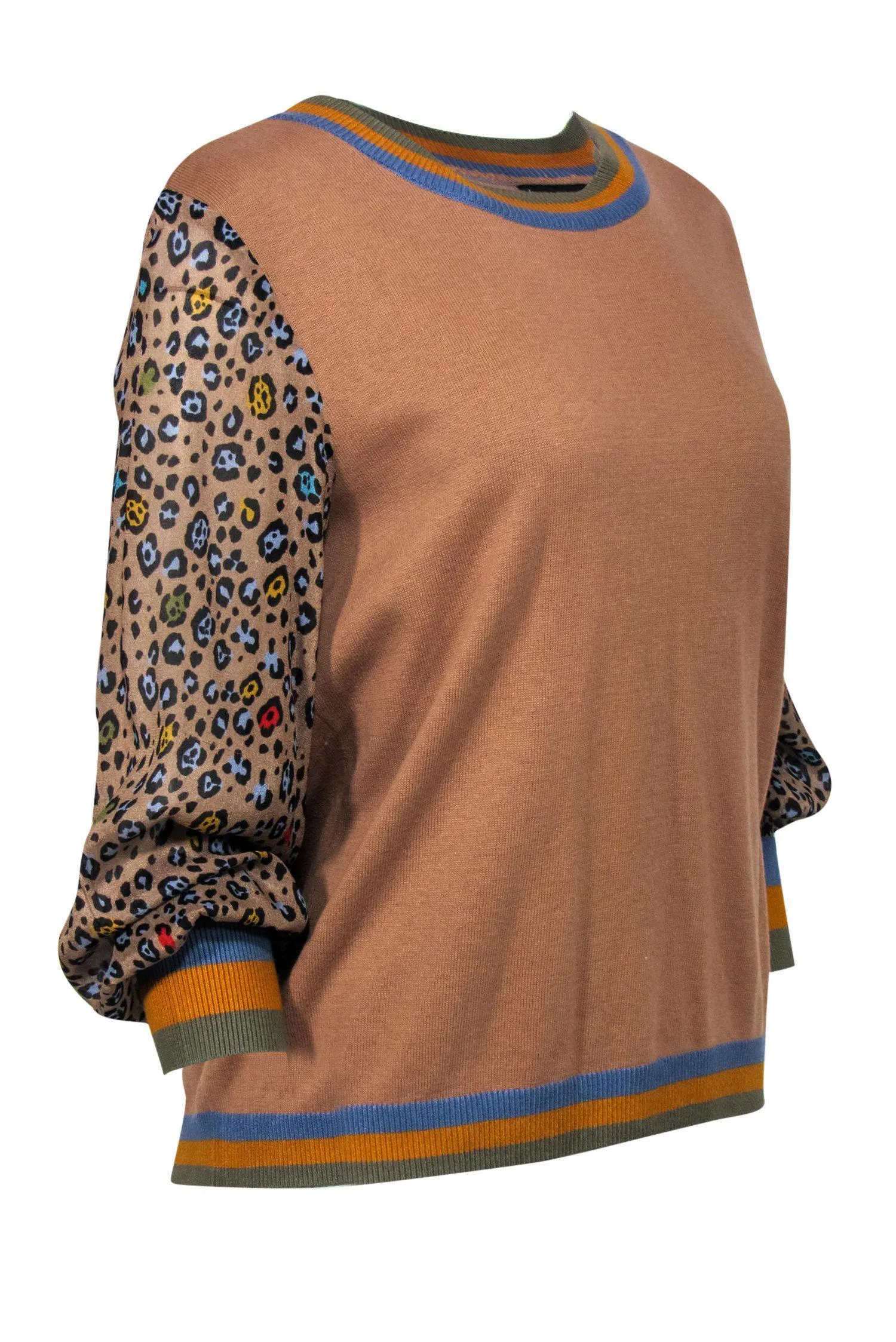 Conditions Apply by Anthropologie - Brown Leopard Patterned Sweater Sz L