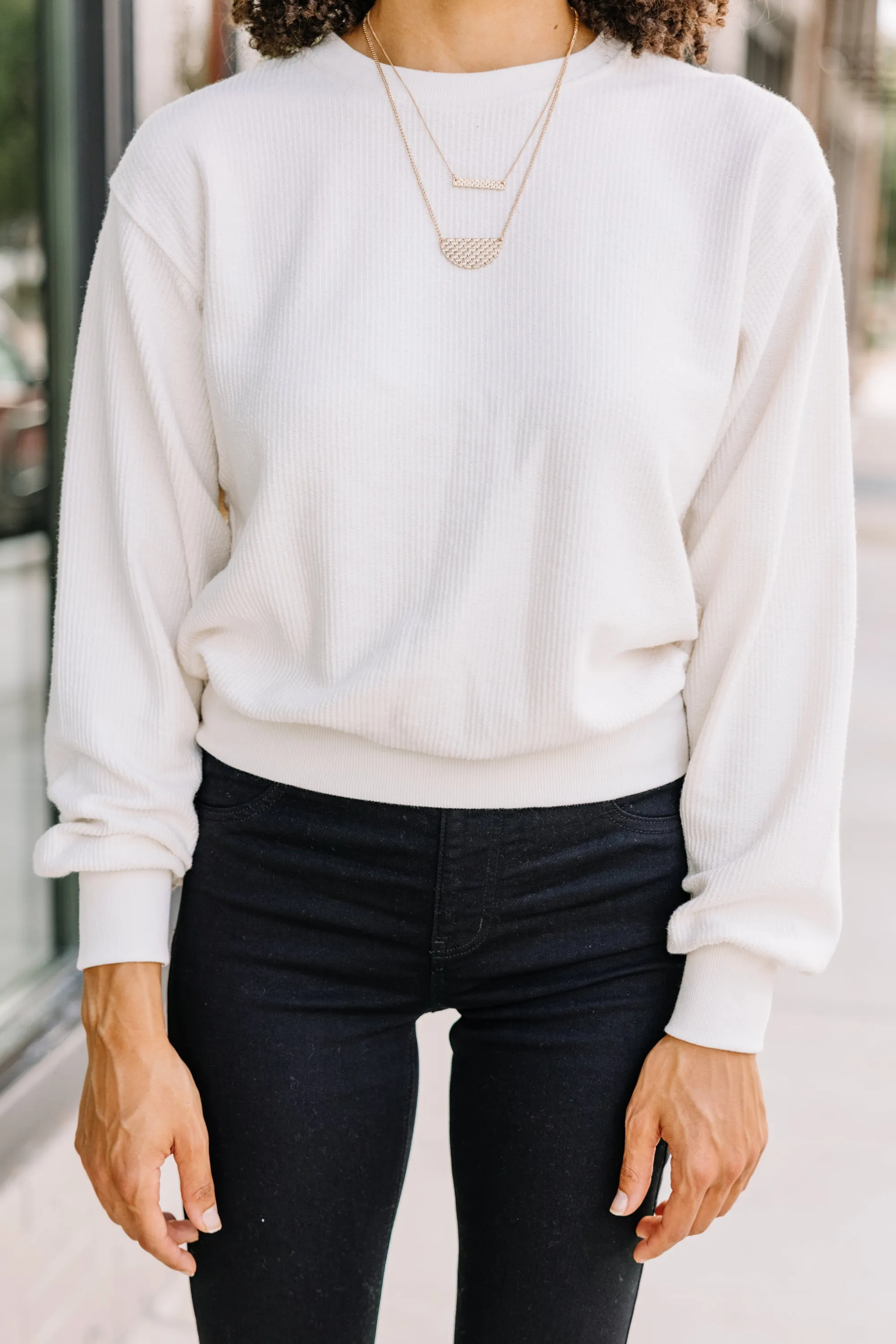 Couldn't Ask For More Ivory White Ribbed Pullover