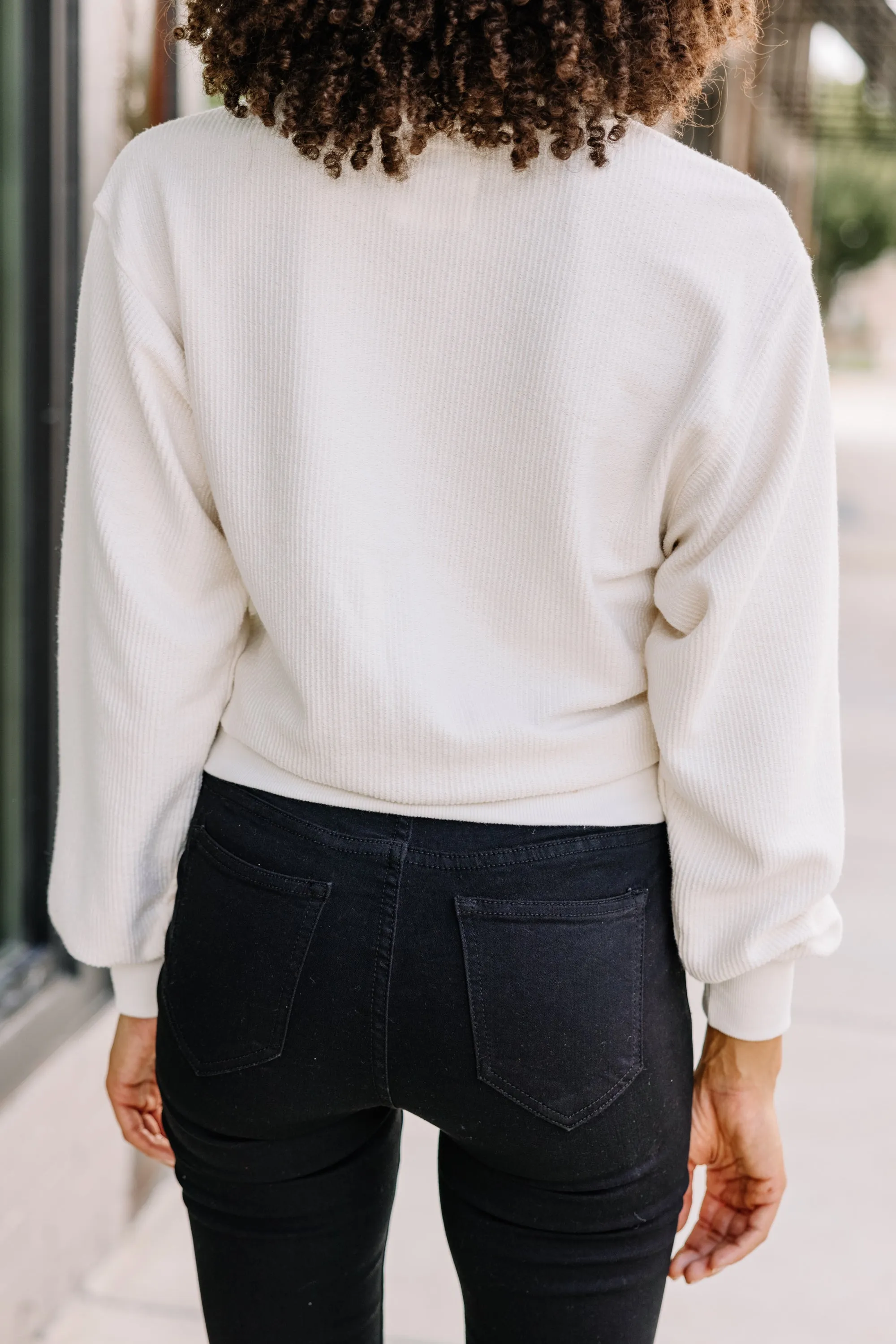 Couldn't Ask For More Ivory White Ribbed Pullover