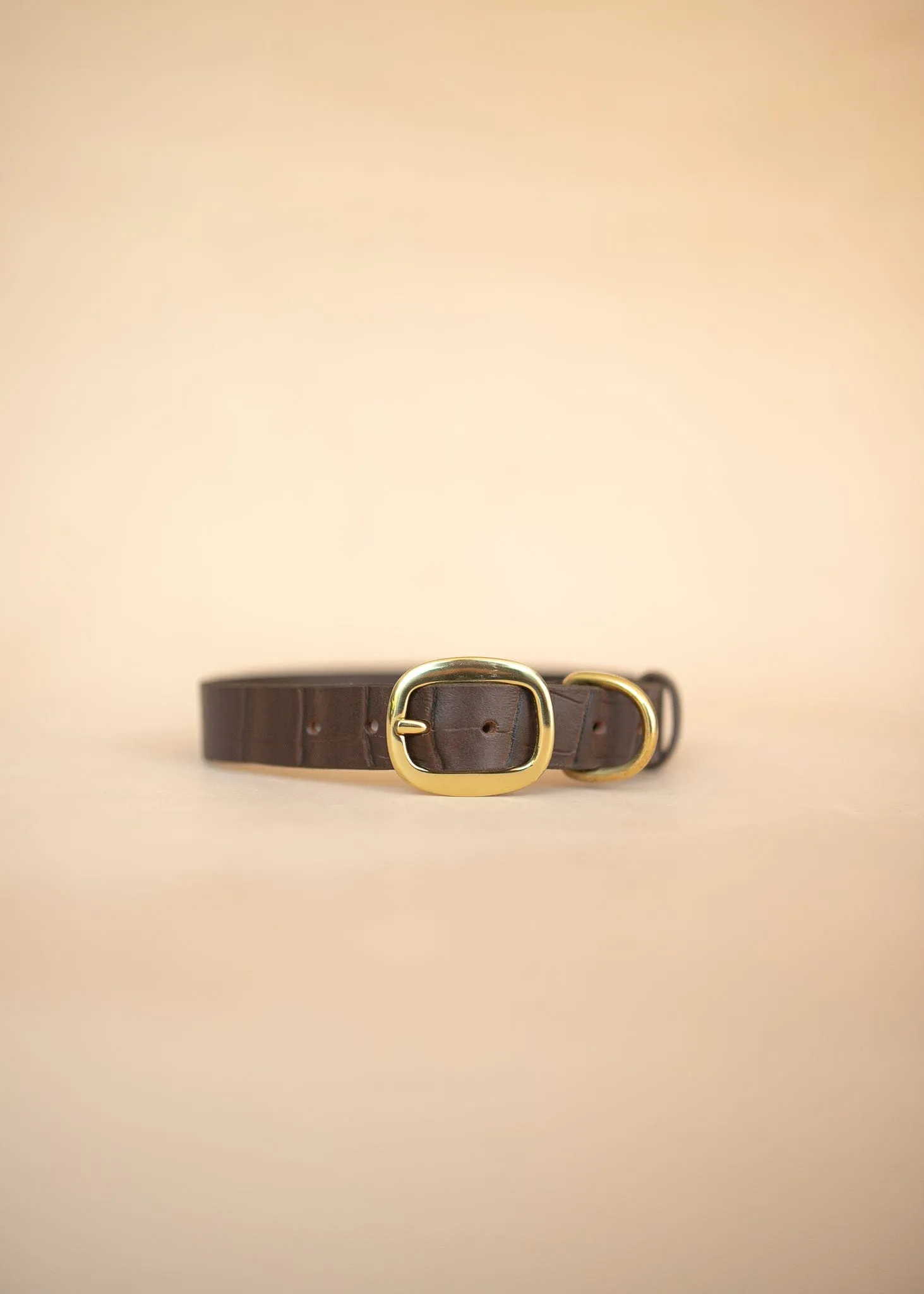 Embossed Dog Collar - Croc Print - 25mm - Dark Brown