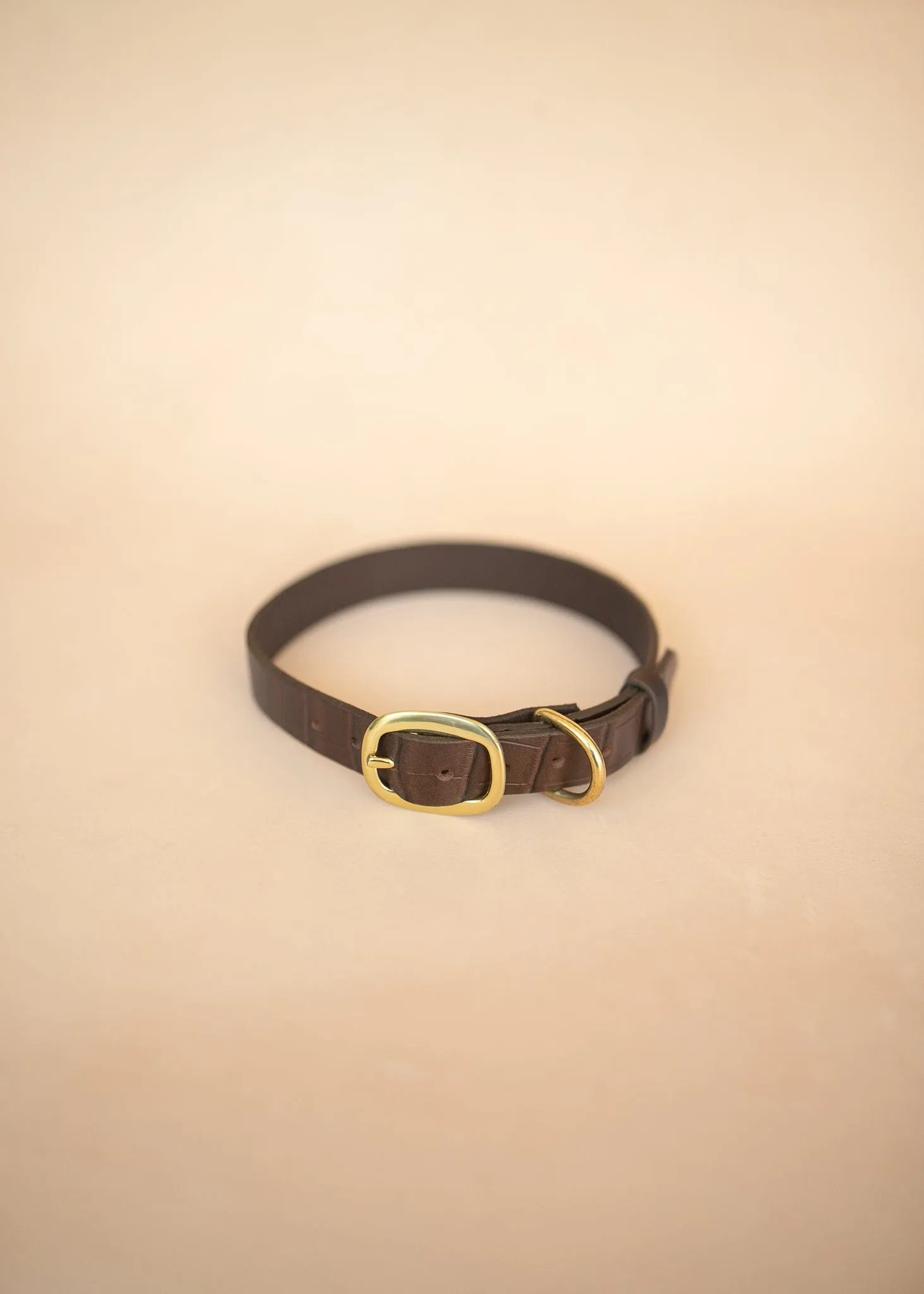 Embossed Dog Collar - Croc Print - 25mm - Dark Brown