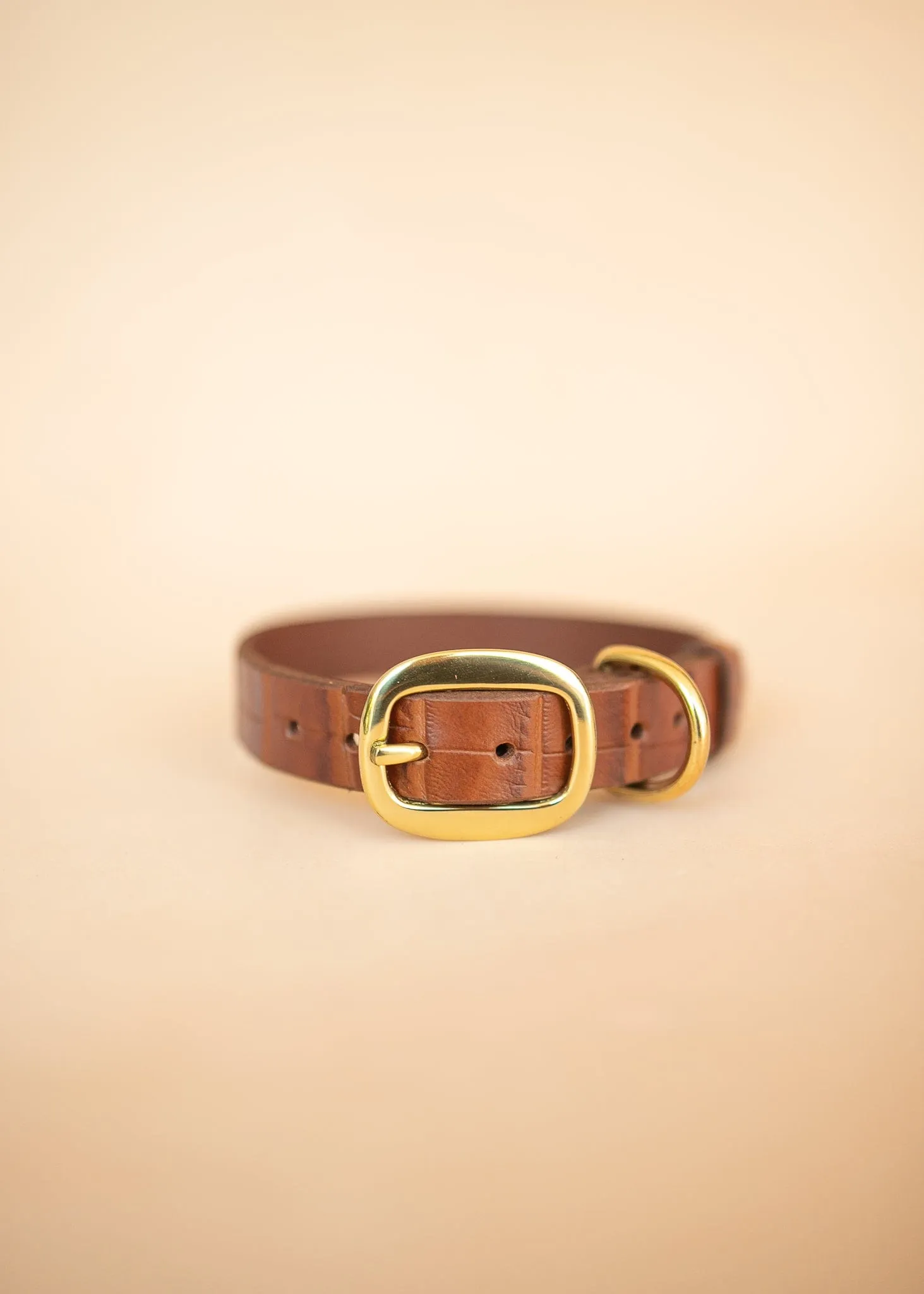 Embossed Dog Collar - Croc Print - 25mm - Tan