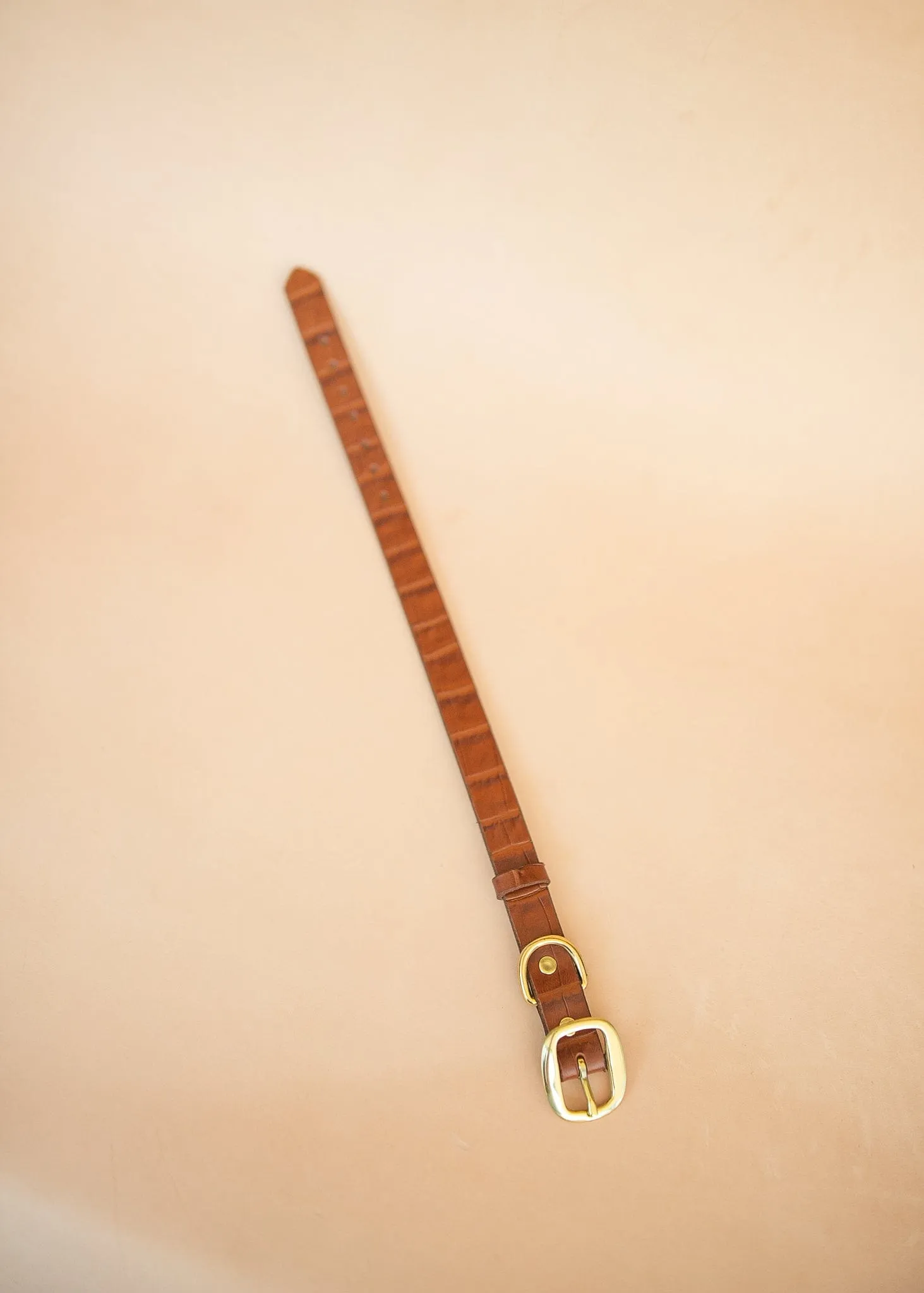 Embossed Dog Collar - Croc Print - 25mm - Tan