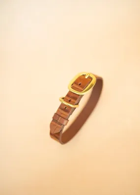 Embossed Dog Collar - Croc Print - 25mm - Tan