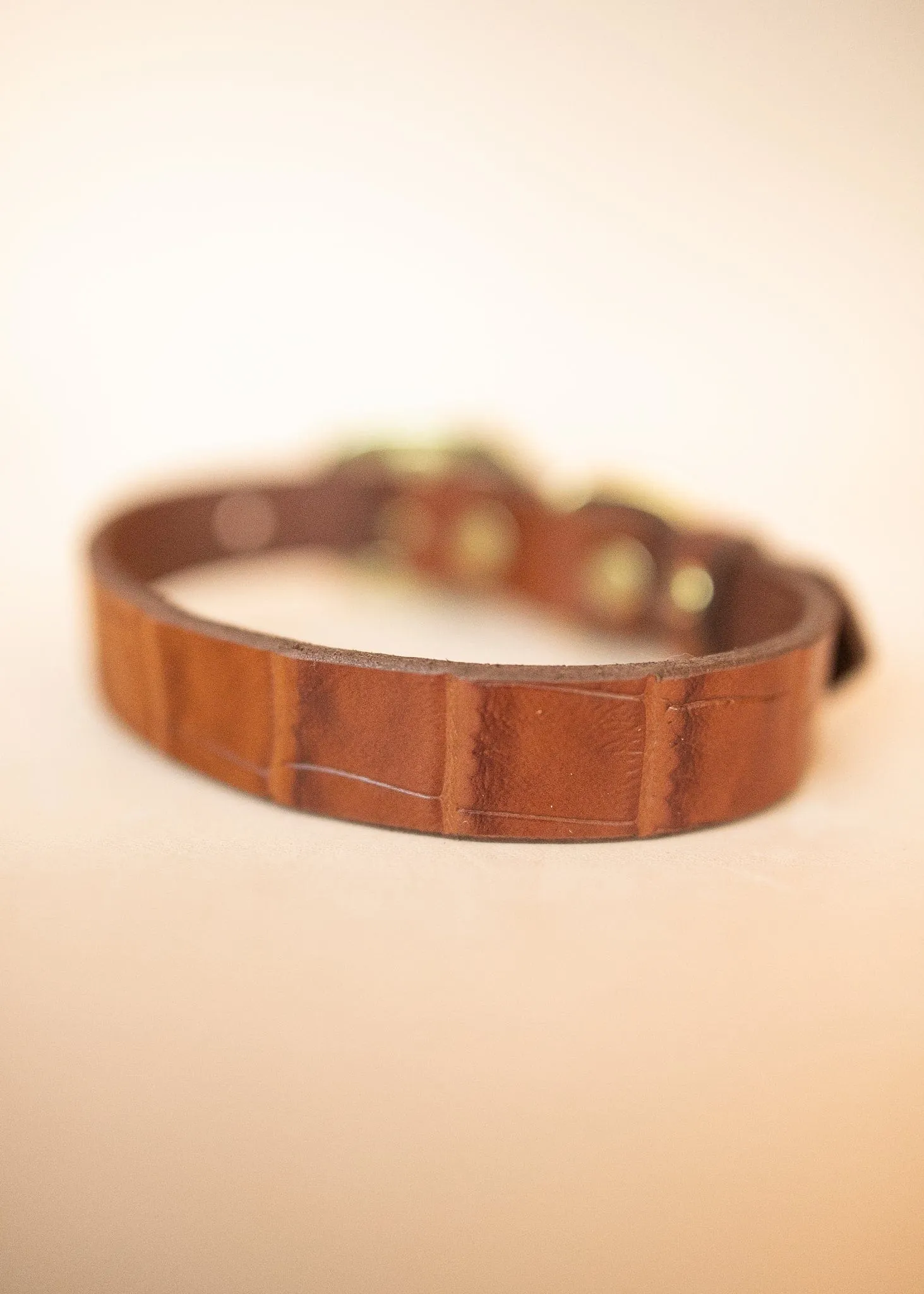 Embossed Dog Collar - Croc Print - 25mm - Tan