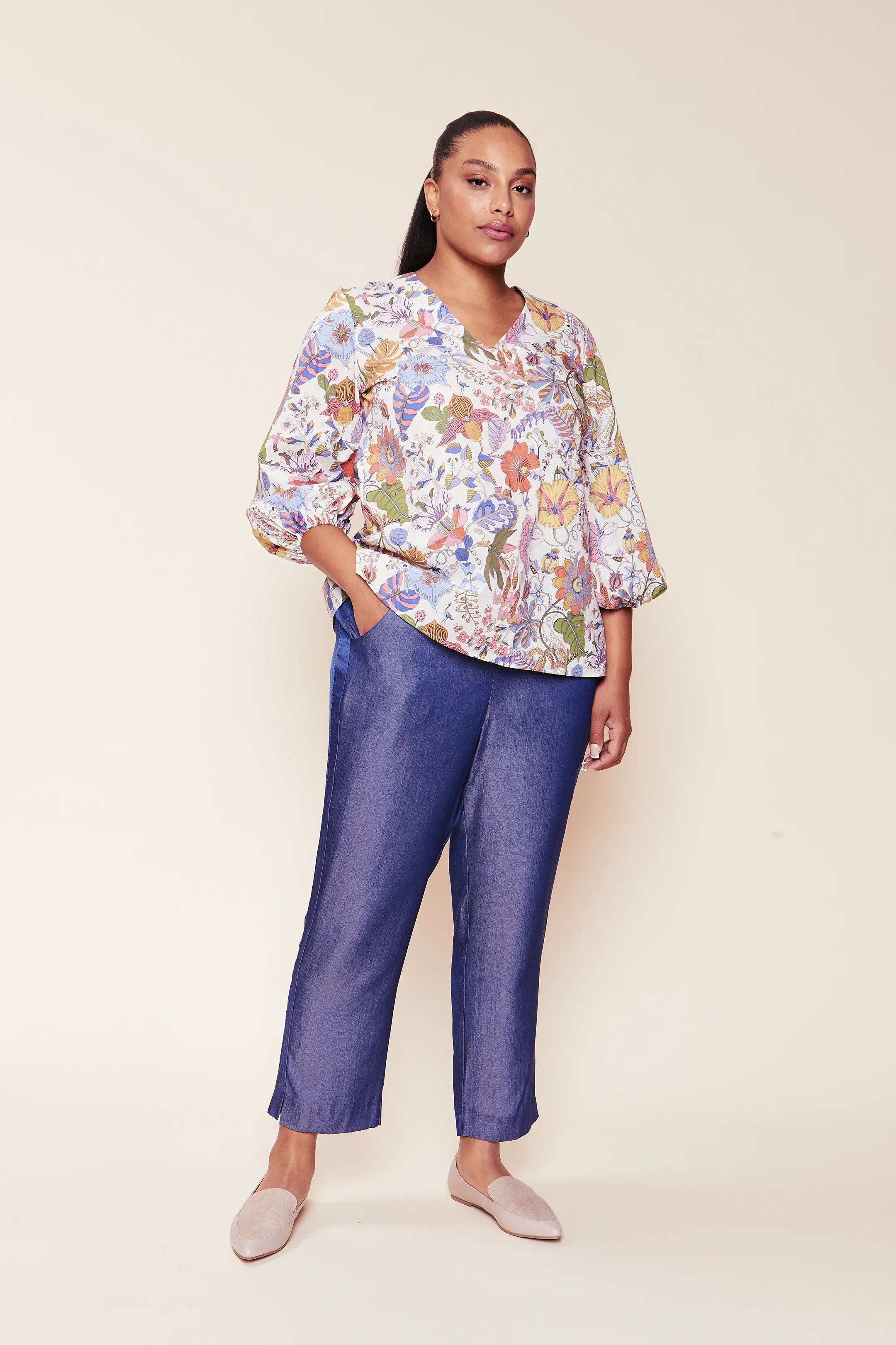 Fantasy Garden Print Cotton Blouse