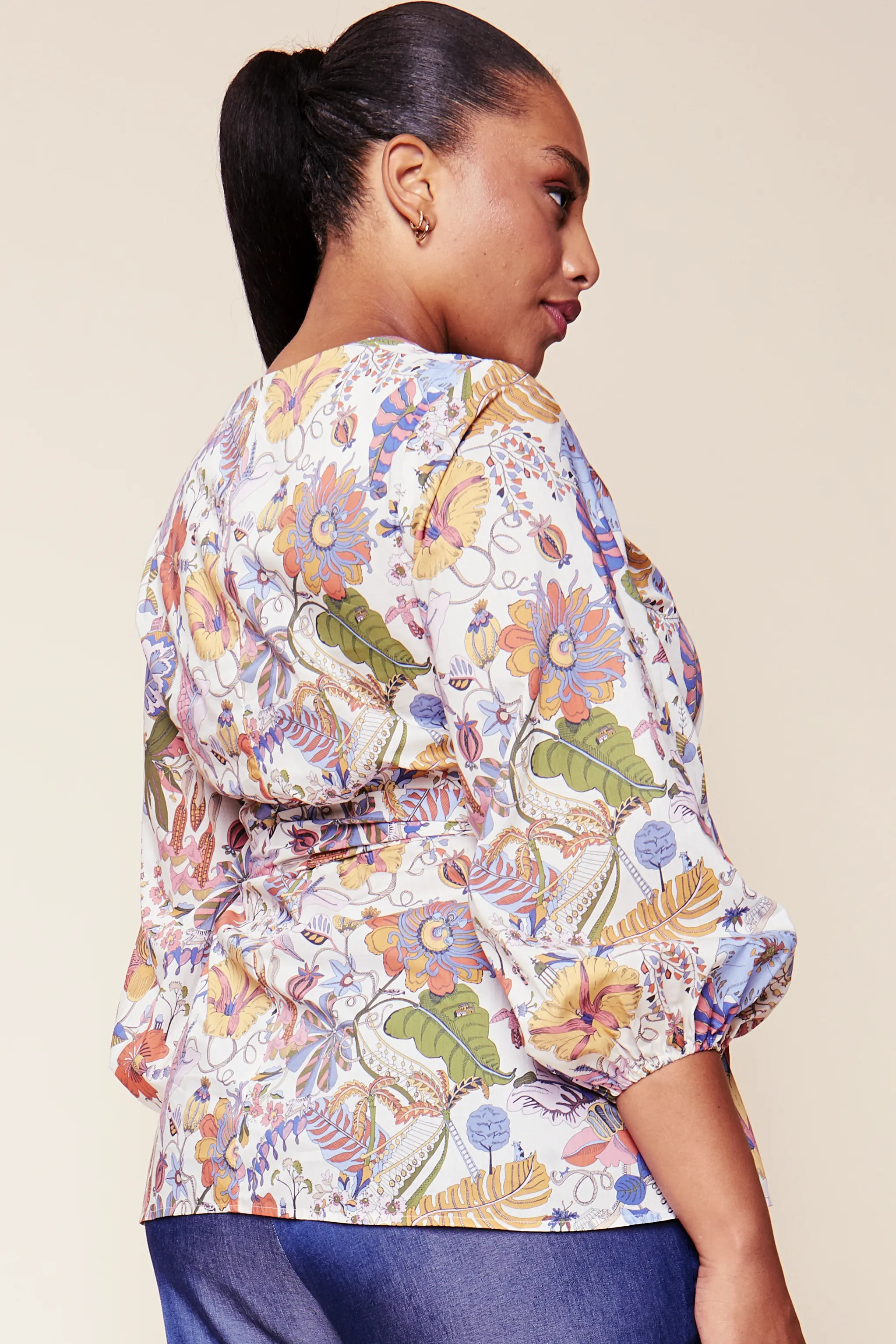 Fantasy Garden Print Cotton Blouse