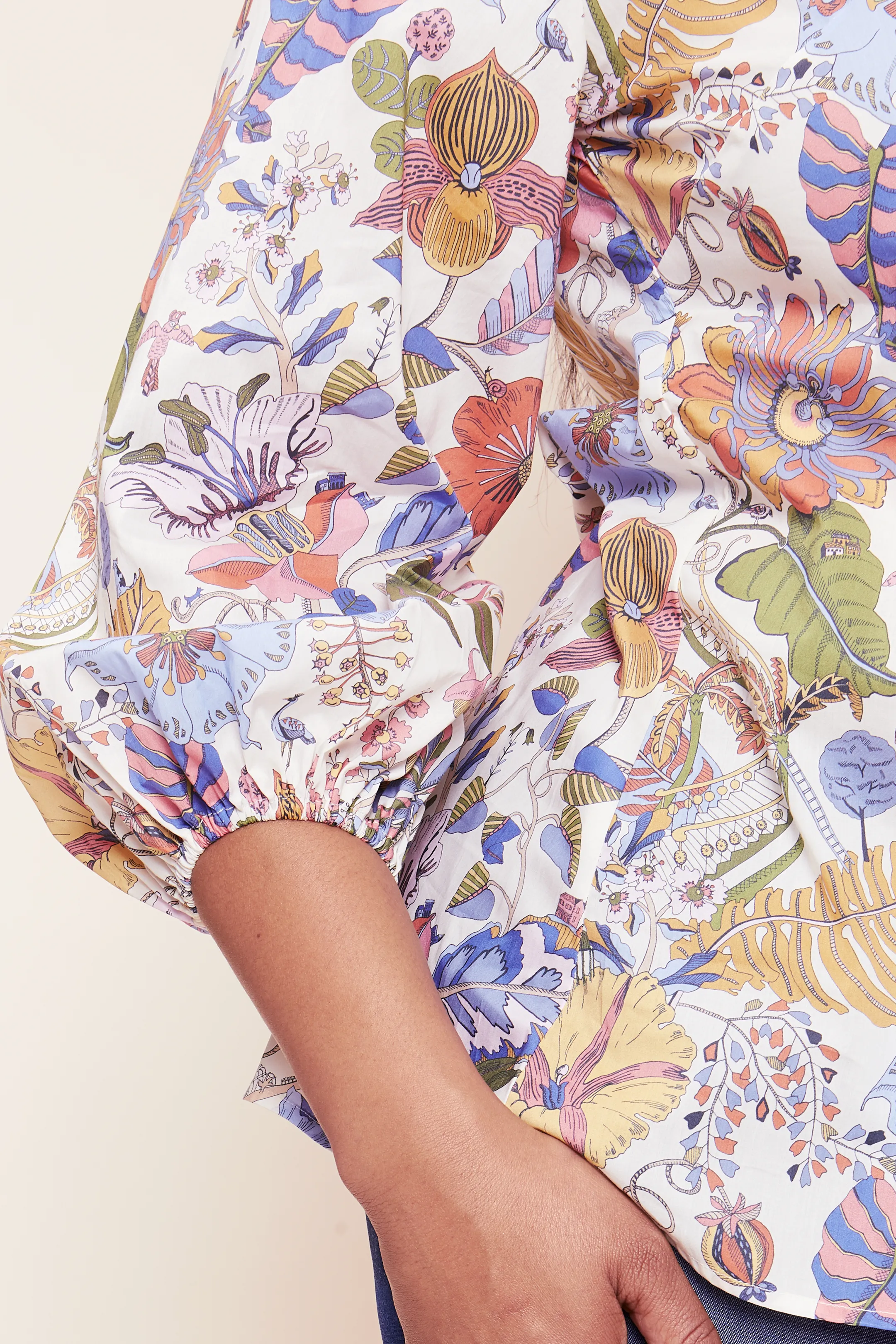 Fantasy Garden Print Cotton Blouse