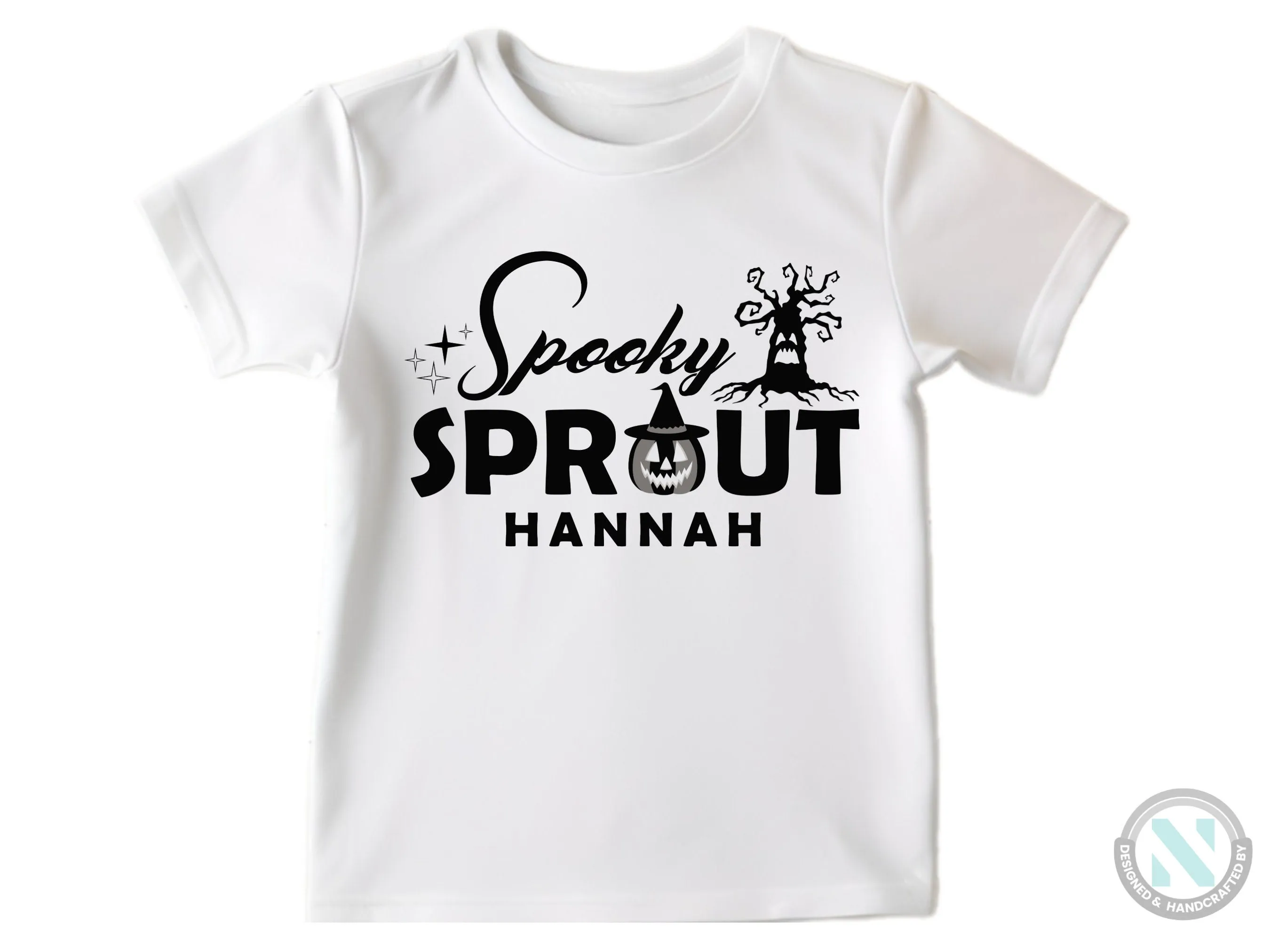 First Halloween Bodysuit Custom Baby Name Bodysuit Gift for Girls with Spooky Sprout