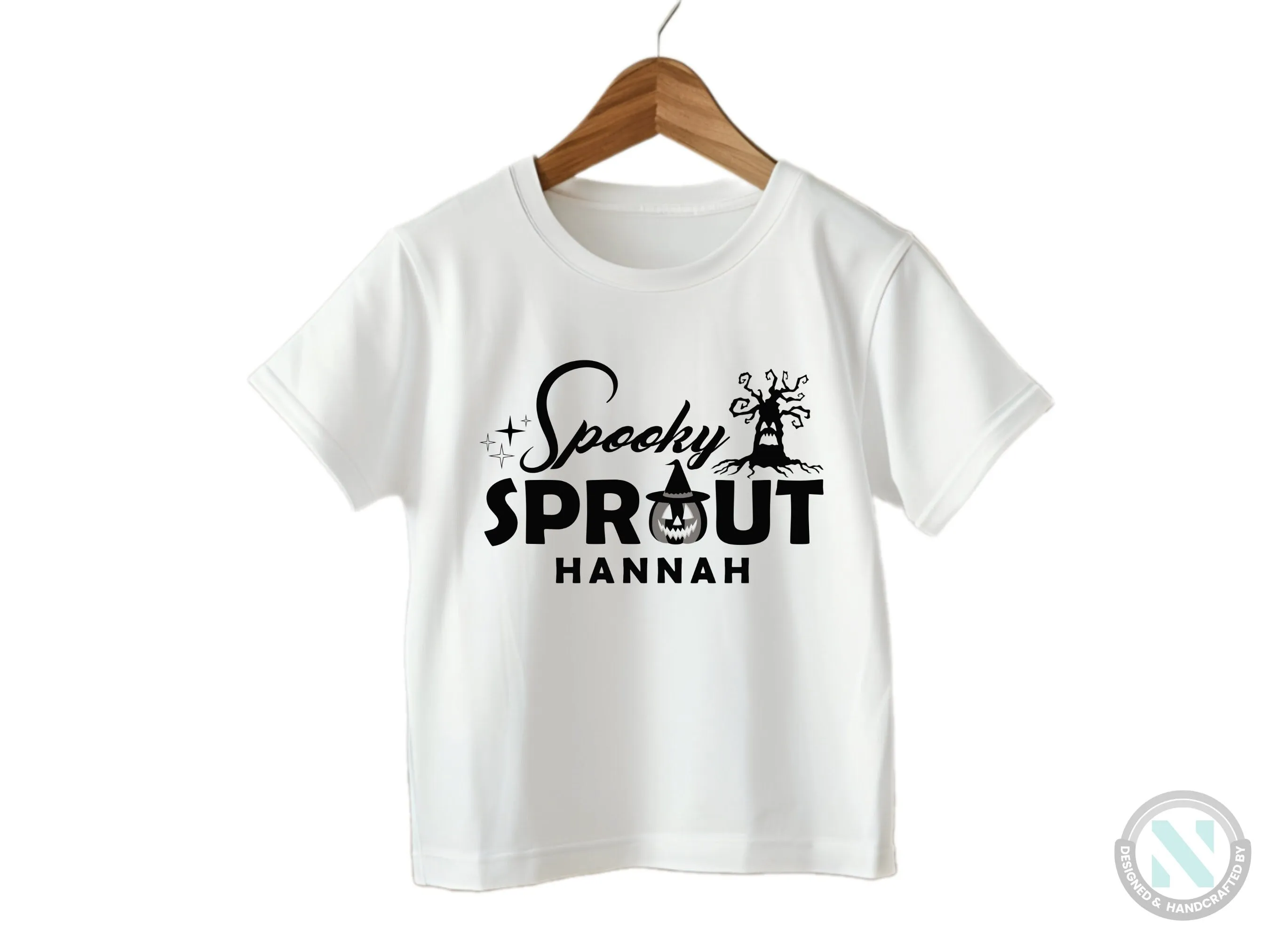 First Halloween Bodysuit Custom Baby Name Bodysuit Gift for Girls with Spooky Sprout