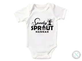 First Halloween Bodysuit Custom Baby Name Bodysuit Gift for Girls with Spooky Sprout