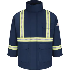 Flame Resistant Parkas with CSA Compliant Reflective Striping, Men's, Large, Navy Blue