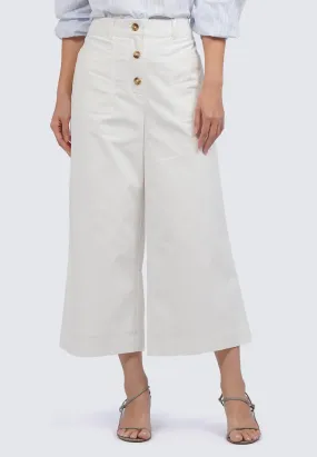 Front Button High Waist Culottes