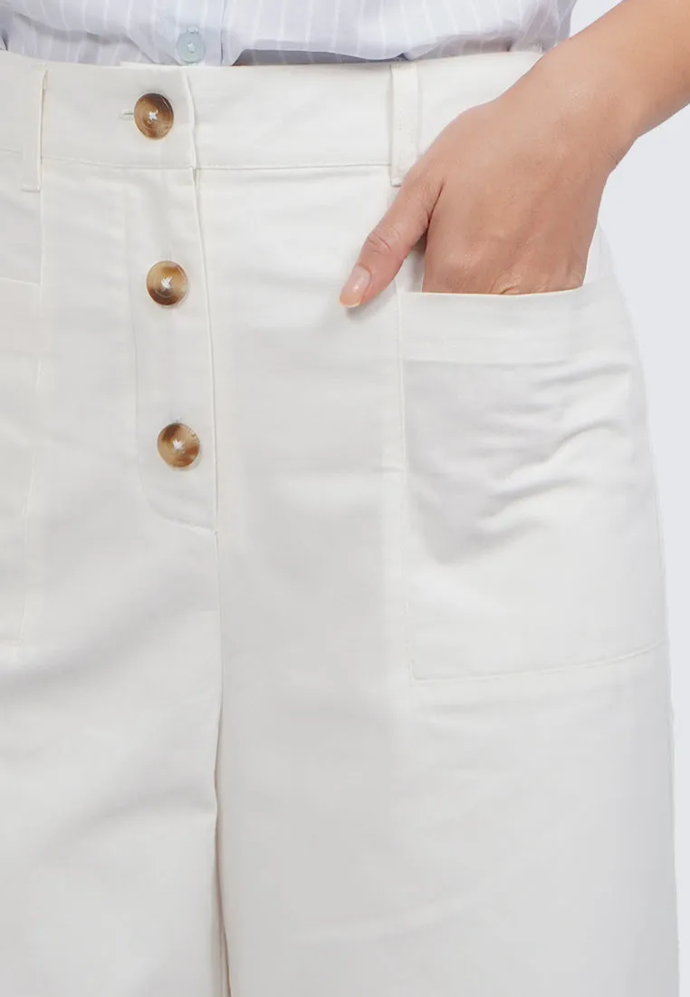 Front Button High Waist Culottes