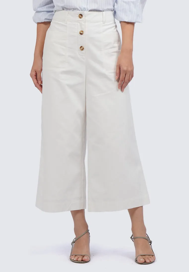 Front Button High Waist Culottes