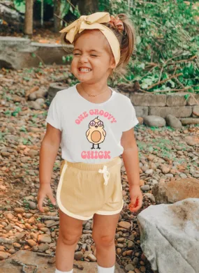 Girl Easter Bubble Romper One Groovy Chick